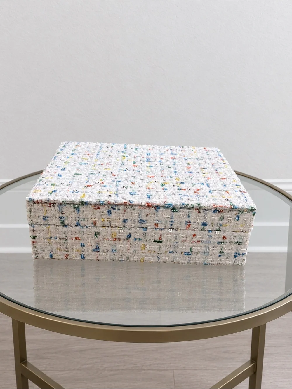 Multicolor Tweed Decorative Storage/Jewelry/Makeup Box - White